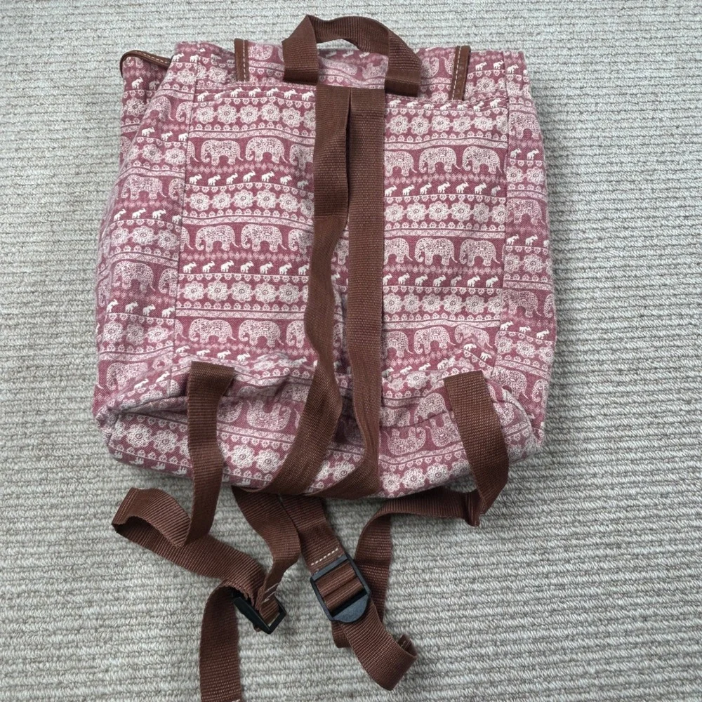 Elephant Print Backpack Purse Small/Medium Pink Boho‎ Festival Hippie